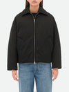 Intrecciato Leather Collar Tech Nylon Puffer Jacket Black - BOTTEGA VENETA - BALAAN 6