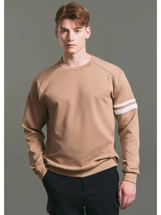 Men s Sleeve Color Matching Round Nagrang Long T Shirt Beige - CLEVELAND GOLF - BALAAN 1