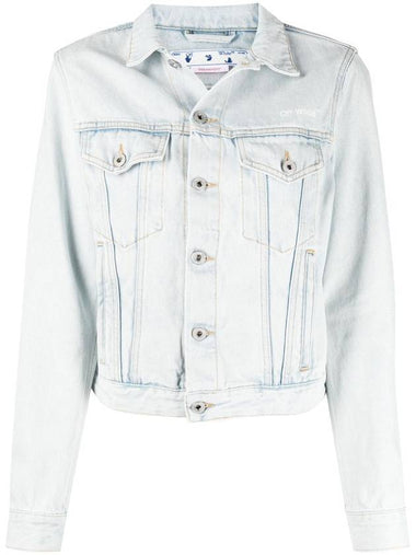 Women's Diag Trucker Denim Jacket Blue - OFF WHITE - BALAAN 1