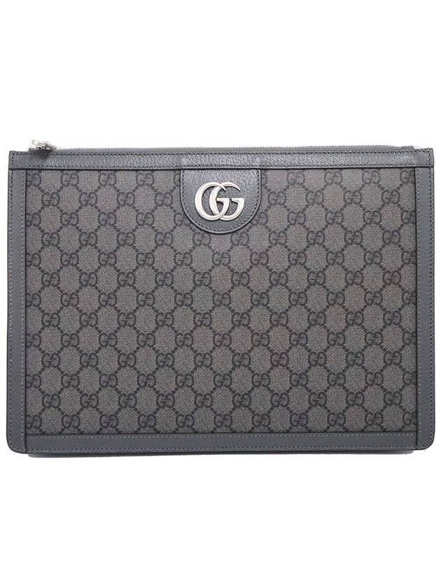 Women s Gucci 674078 Gray Black GG Supreme Canvas Portfolio Case Clutch gt Pouch Gangbuk used luxury goods - GUCCI - BALAAN 2