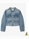 Women's Collarless Cropped Denim Jacket Blue - MAISON MARGIELA - BALAAN 2