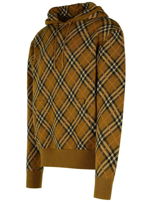 Check Wool Mohair Blend Hood Brown - BURBERRY - BALAAN 3