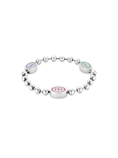 Interlocking G Enamel Multicolor Ball Chain Bracelet YBA753442001 Silver - GUCCI - BALAAN 2