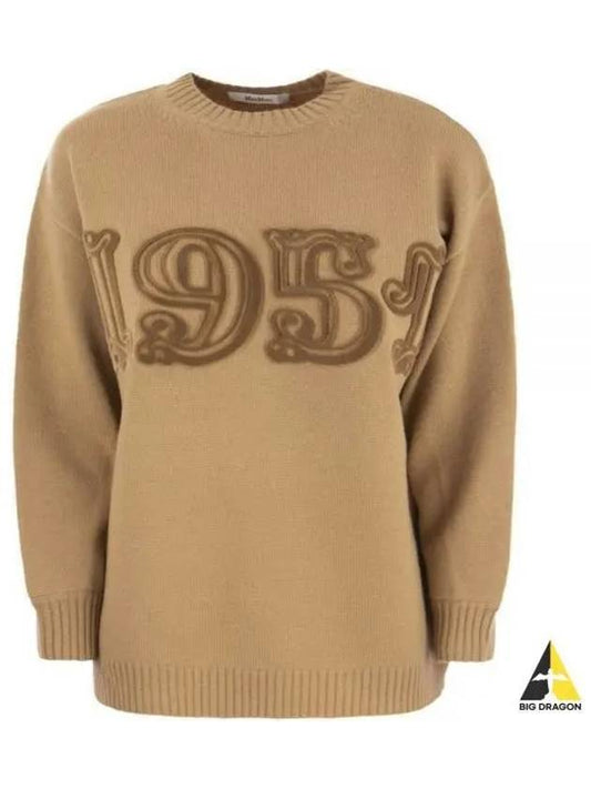 Logo Wool Knit Top Camel - MAX MARA - BALAAN 2