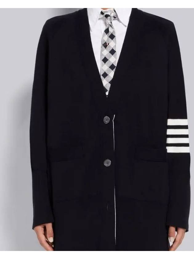 Stitched Cotton 4 Bar Cardigan Navy - THOM BROWNE - BALAAN 2