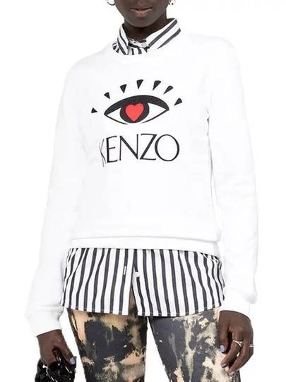 Cupid Eye Logo Sweatshirt 2SW713 Women's Long Sleeve TShirt Big Eye White - KENZO - BALAAN 2