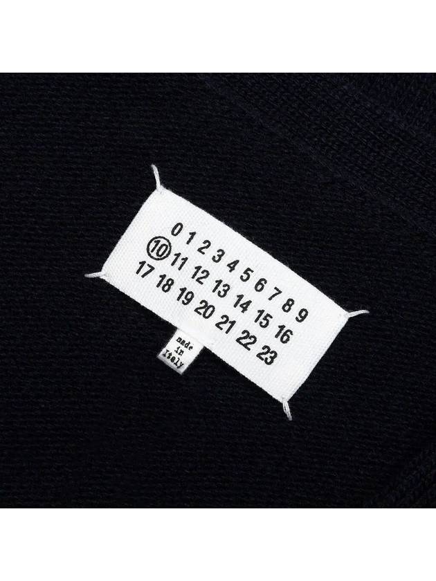 Back Stitch Logo Wool V-Neck Cardigan Navy - MAISON MARGIELA - BALAAN 4