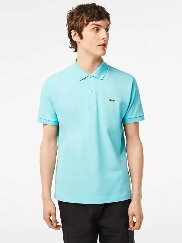 Men's Logo Classic Fit Cotton Short Sleeve Polo Shirt Blue - LACOSTE - BALAAN 3