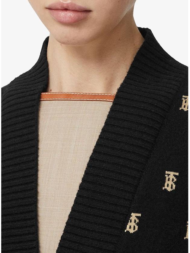 Monogram Wool Cashmere Blend Cardigan Black - BURBERRY - BALAAN 7