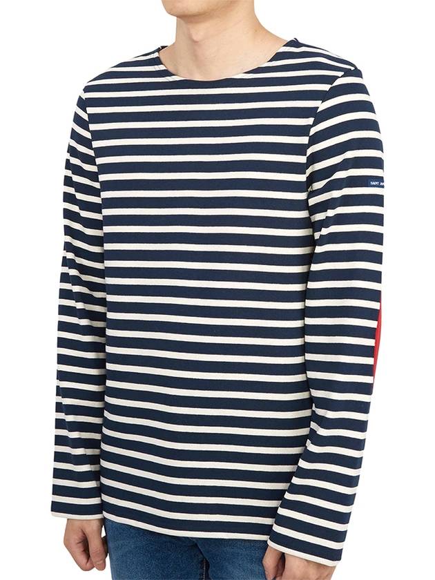 Meridien Mode Elbow Patch Striped Long Sleeve T-Shirt Marine Ecru - SAINT JAMES - BALAAN 3