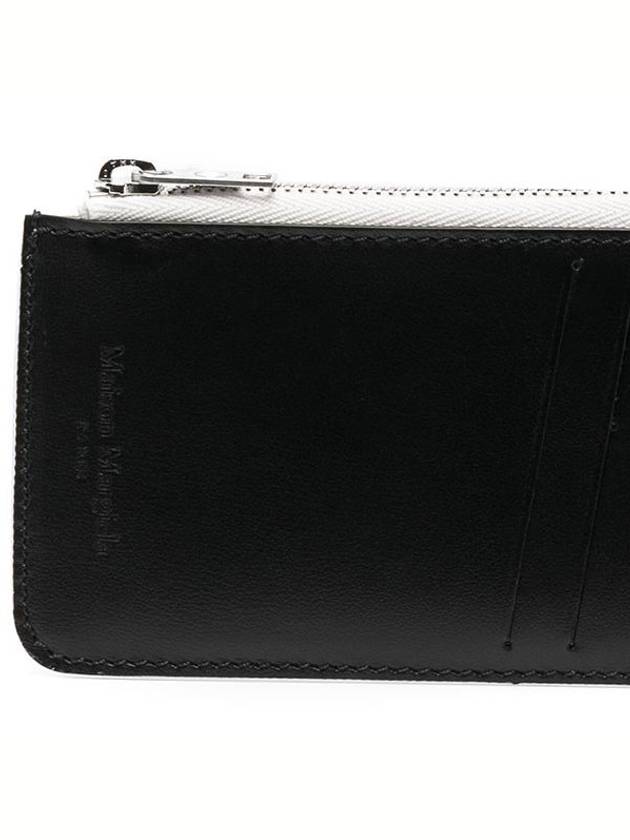 Wrinkle Smooth Leather Two-tone Zipper Card Wallet White - MAISON MARGIELA - BALAAN.
