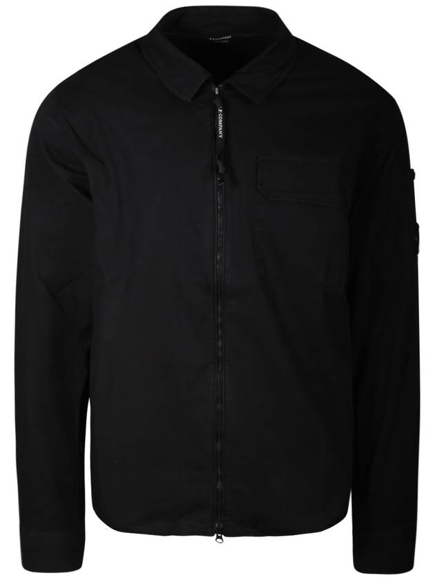 Gabardine Zip Up Long Sleeve Shirt Black - CP COMPANY - BALAAN 2