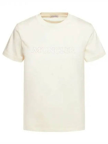 Embroidered Logo T Shirt Ivory 8C00021 89AIJ 034 270522 1146517 - MONCLER - BALAAN 1