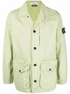 Brushed Cotton Canvas Old Effect Jacket Aqua Green - STONE ISLAND - BALAAN 2