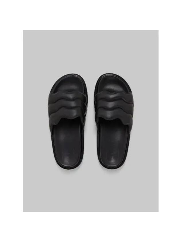 Padded Wave Leather Slide Slippers Black - MARNI - BALAAN 5