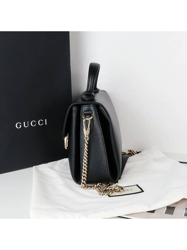 GG Interlocking Chain Small Top Handle Shoulder Bag Black - GUCCI - BALAAN 6