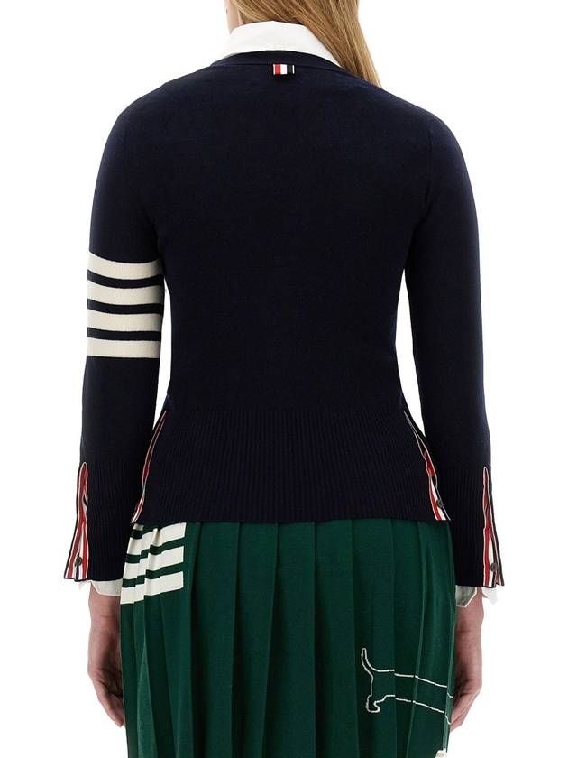 4-Bar V-Neck Cashmere Cardigan Navy - THOM BROWNE - BALAAN 3