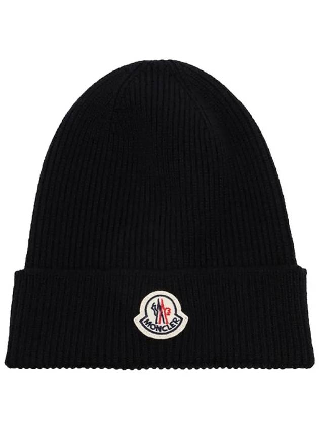 Logo Patch Beanie Black 3B705 00 A9342 999 - MONCLER - BALAAN 1