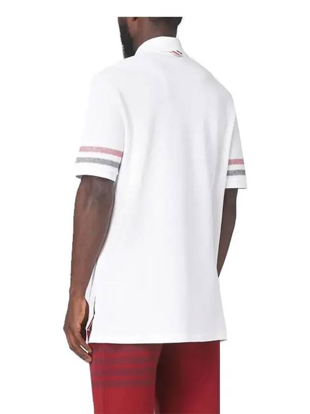 Men's RWB Stripe Cotton Polo Shirt White - THOM BROWNE - BALAAN 3