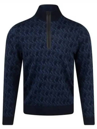 Nate JL Micro Bridge Jacquard Knit Top Navy Melange - J.LINDEBERG - BALAAN 2