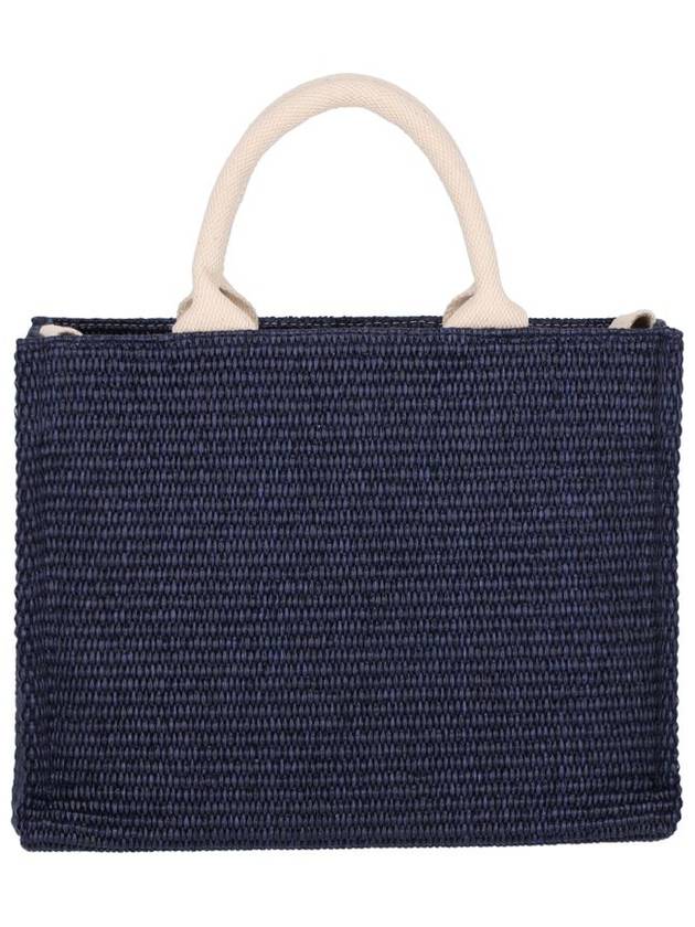 Small Raffia East West Tote Bag Navy - MARNI - BALAAN 5