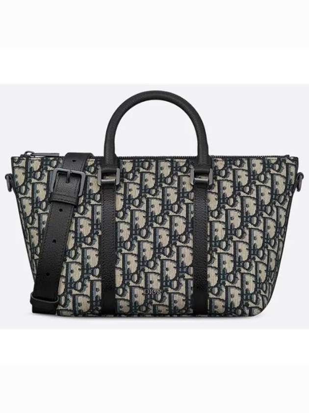 Weekender 25 Oblique Jacquard Grained Calfskin Cross Bag Black Beige - DIOR - BALAAN 2