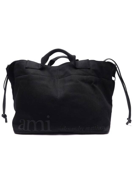 Men's Logo Print Tote Bag Black - AMI - BALAAN 2