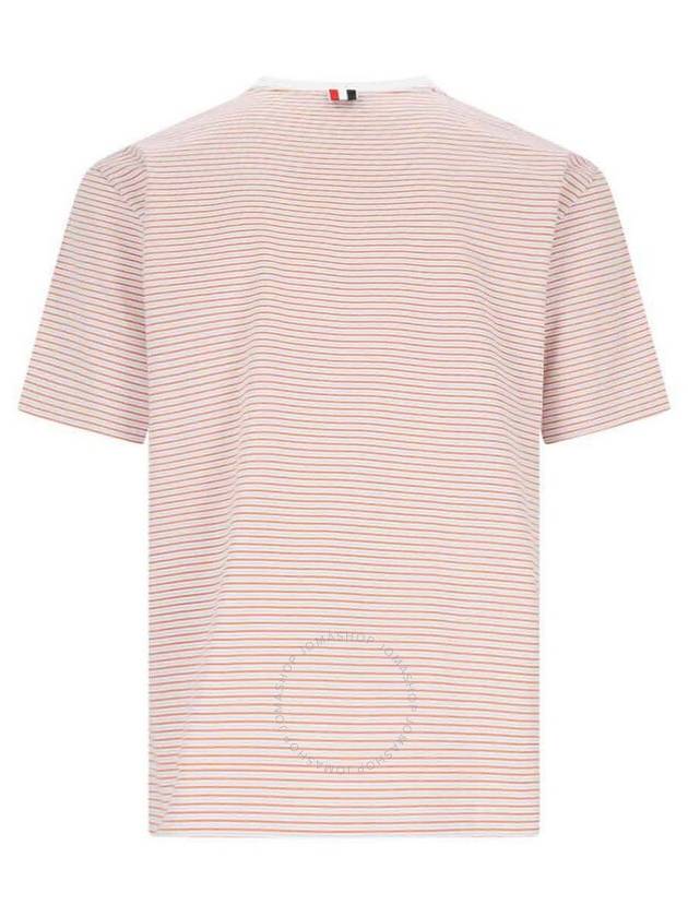 Striped Pocket Cotton Oversized Short Sleeve T-Shirt Orange - THOM BROWNE - BALAAN 3