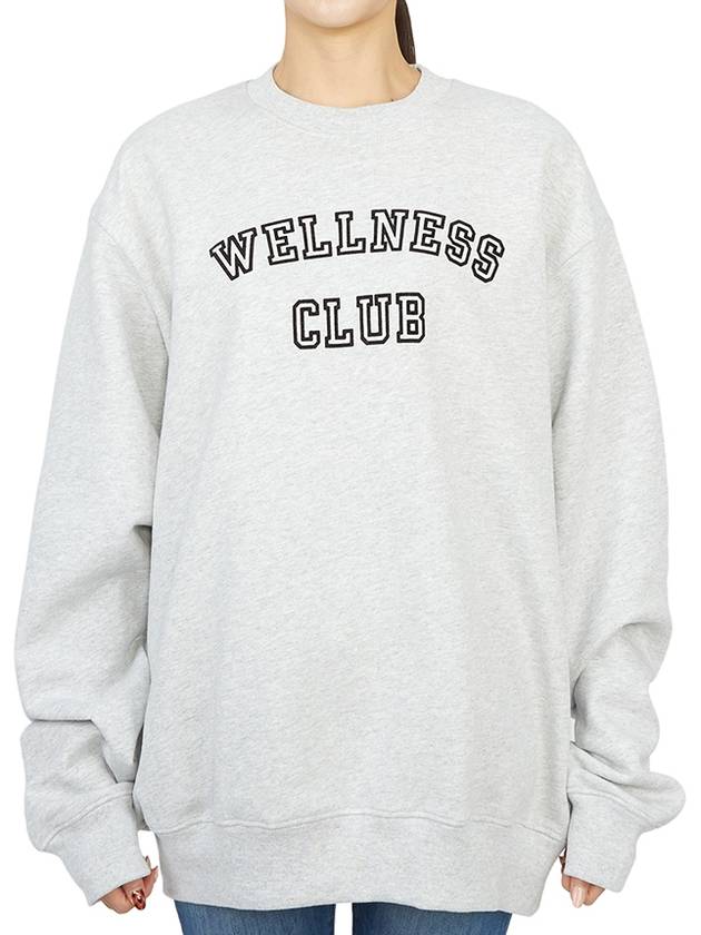 Wellness Club Flock Crew Neck Cotton Sweatshirt Light Grey - SPORTY & RICH - BALAAN 2