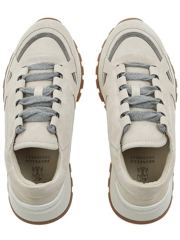 Women's Suede Low Top Sneakers Beige - BRUNELLO CUCINELLI - BALAAN.