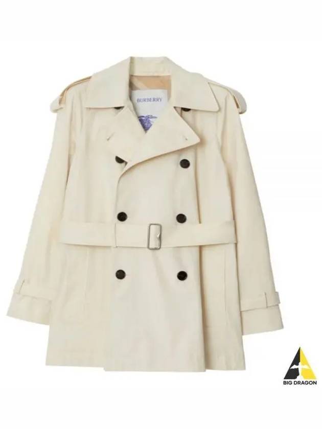 Short Gabardine Trench Coat Ivory - BURBERRY - BALAAN 2