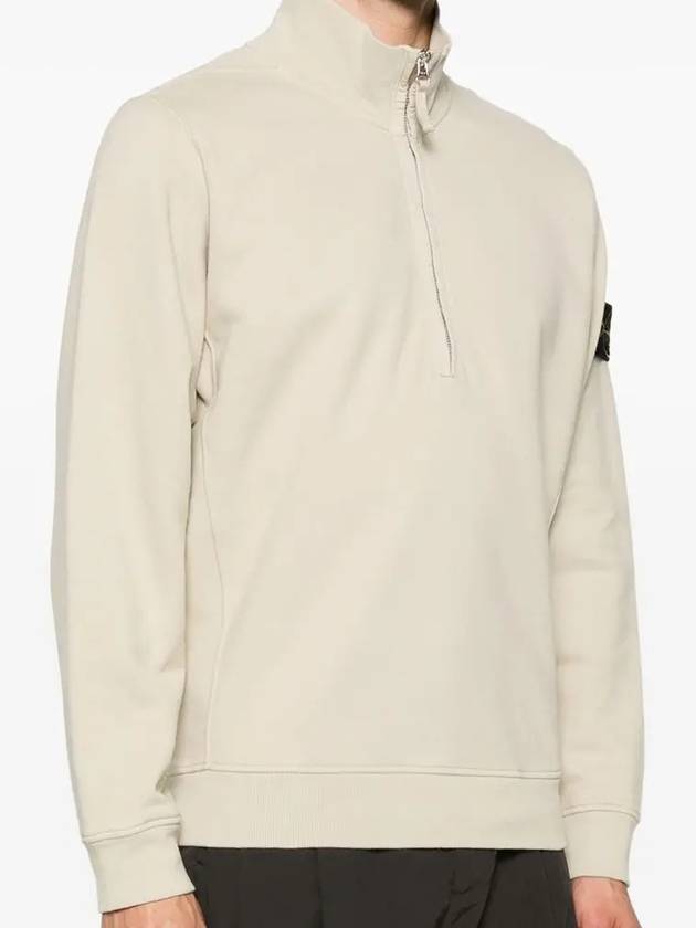 Logo Half Zipper Sweatshirt Beige - STONE ISLAND - BALAAN 4