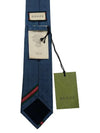 Double G Horsebit Jacquard Slim Silk Necktie  Blue - GUCCI - BALAAN 8