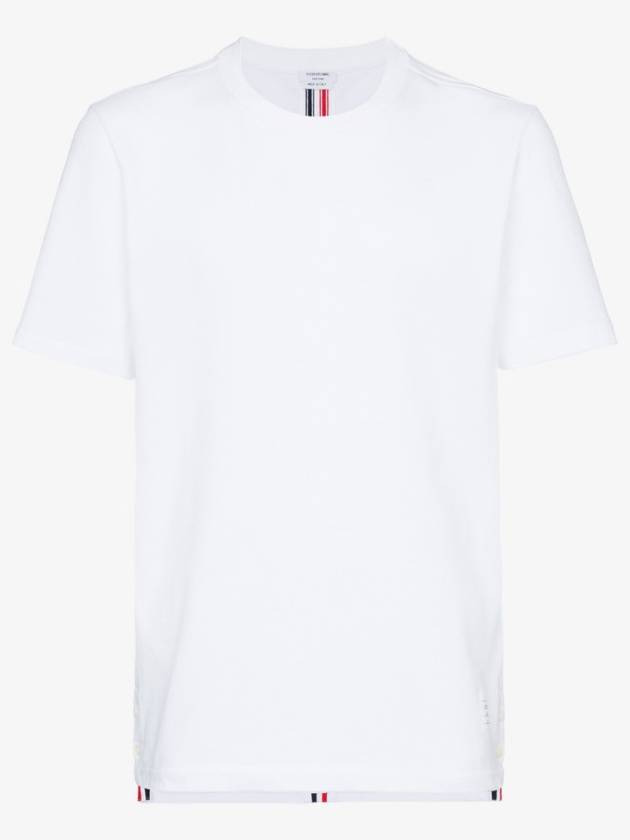 Men's Center Back Striped Short Sleeve T-Shirt White - THOM BROWNE - BALAAN 3