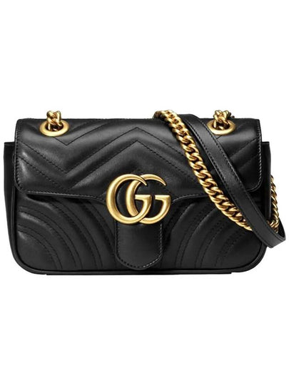 GG Marmont Matelasse Gold Chain Mini Cross Bag Black - GUCCI - BALAAN 2