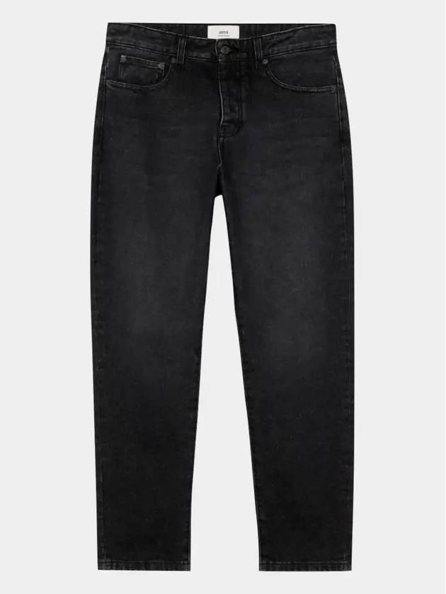 Mid-Washed Tapered Fit Vintage Denim Jeans Black - AMI - BALAAN 2