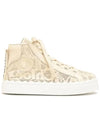 Women's Lauren Lace Mid-Top Sneakers Beige - CHLOE - BALAAN 3