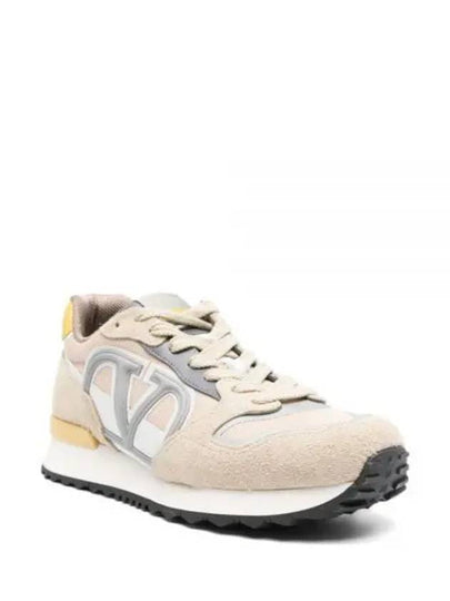 V Logo Low Top Sneakers Beige - VALENTINO - BALAAN 2