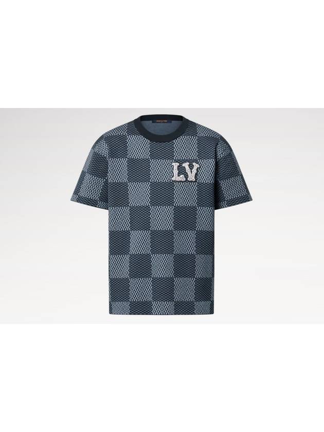 1AGHTG Damier short sleeved crew neck with LV crystal patch - LOUIS VUITTON - BALAAN 1