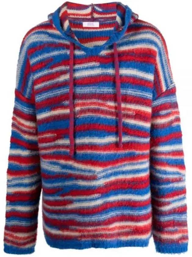 RL Oversized Hoodie Knit Red Blue RL07N015 Oversized Hooded Knit - ERL - BALAAN 1
