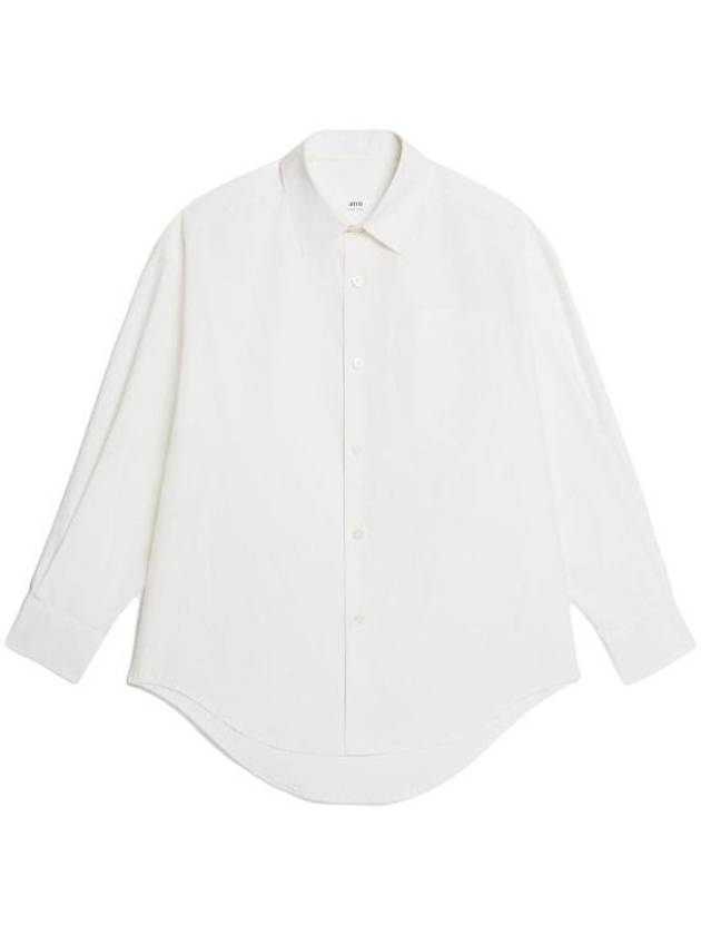 Boxy Fit Poplin Long Sleeve Shirt Natural White - AMI - BALAAN 2