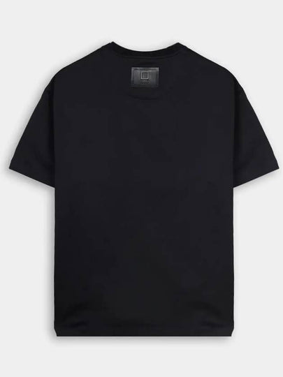 Leather Patch Round Short Sleeve T-Shirt Black - WOOYOUNGMI - BALAAN 2