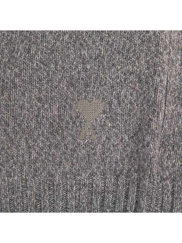 Embroidered Heart Logo Cashmere Cardigan Heather Grey - AMI - BALAAN 9