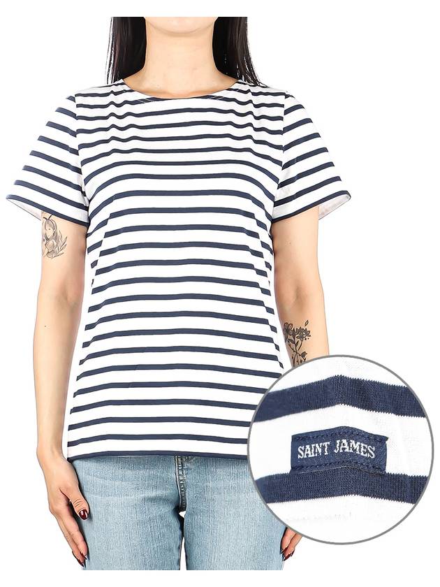 Etrille Striped Short Sleeve T-Shirt Neige Marine - SAINT JAMES - BALAAN 2