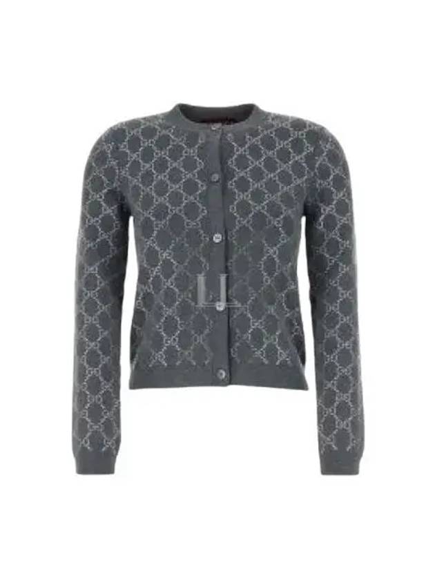 GG Crystal Embroidered Wool Cardigan Gray - GUCCI - BALAAN 2