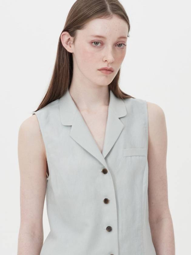 Notched Collar Vest Ash Mint - JUN BY JUN K - BALAAN 3