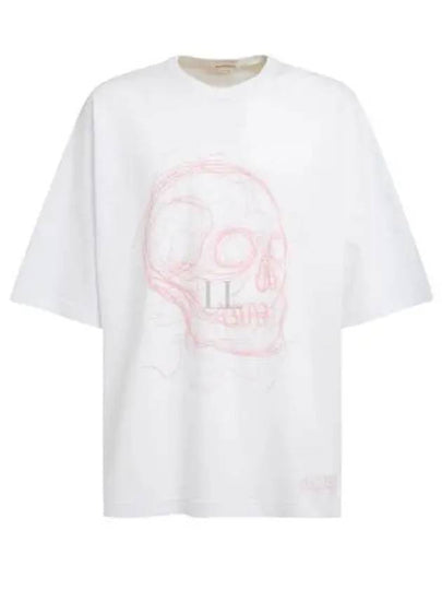 Men's School Print Oversized Short Sleeve T-Shirt White - ALEXANDER MCQUEEN - BALAAN 2