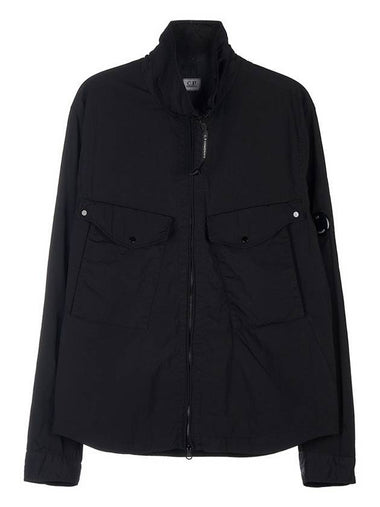 Chrome R Lens Wappen Overshirt Zip-Up Jacket Black - CP COMPANY - BALAAN 1