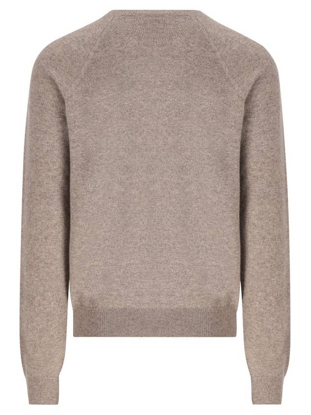 Cassandre crew neck long sleeve knit top beige - SAINT LAURENT - BALAAN 3