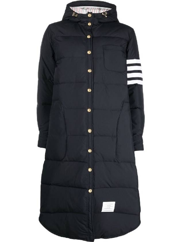 Classic Striped Down Long Padding Navy - THOM BROWNE - BALAAN.